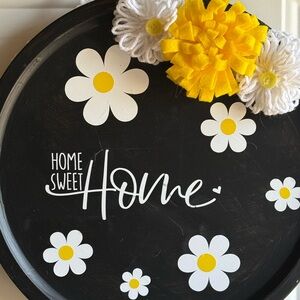 Black Decorative Wall Decor with Yellow and White Flowers